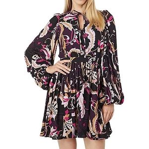 Ted Baker Rhabia Long Sleeve Keyhole Neck Relaxed Fit Paisley Mini Dress Sz 2 TB